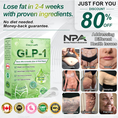 🎁CA Clinically Proven|Official Store | CrazyLeaf® SMGT-GLP-1 Nano Microneedle Patch with Collagen & Matrixyl 3000 丨Targets Obesity, Loose Skin, High Blood Pressure, Diabetes, Fatty Liver, Joint Pain, Brain Fog, Low Energy, Body Aches, and More